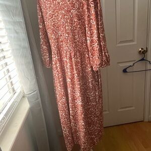 Croft & Barrow Red and White Long Sleeve Dress